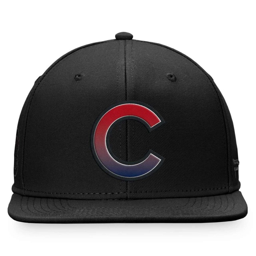 Team * | Men'S Chicago Cubs Majestic Black Color Fade Snapback Hat