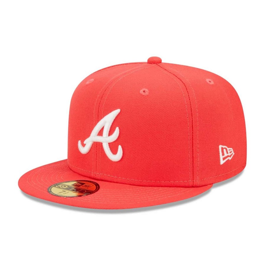 Team * | Men'S Atlanta Braves New Era Red Lava Highlighter Logo 59Fifty Fitted Hat