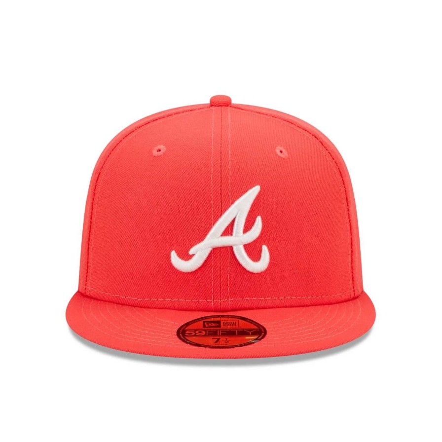 Team * | Men'S Atlanta Braves New Era Red Lava Highlighter Logo 59Fifty Fitted Hat