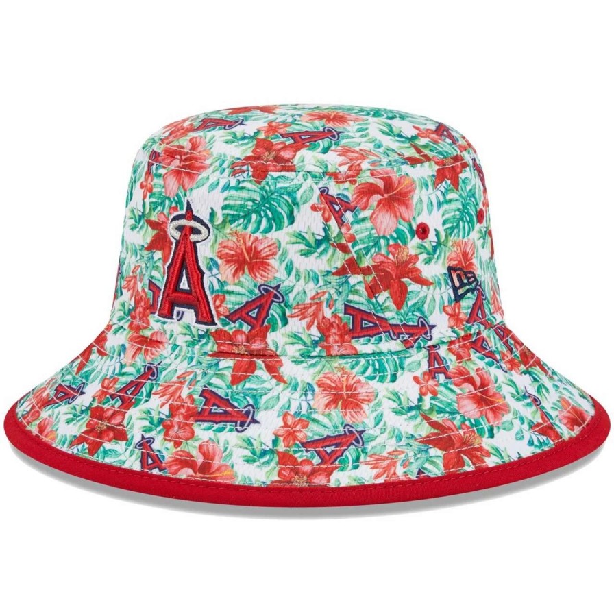 Team * | Men'S Los Angeles Angels New Era Tropic Floral Bucket Hat