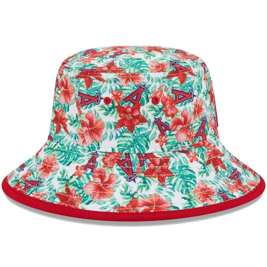 Team * | Men'S Los Angeles Angels New Era Tropic Floral Bucket Hat