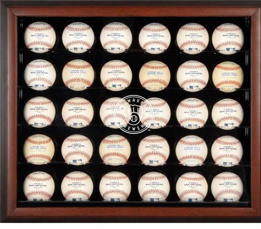 Collectibles & Memorabilia * | Milwaukee Brewers Fanatics Authentic Brown Framed 30-Ball 2020-Present Logo Display Case