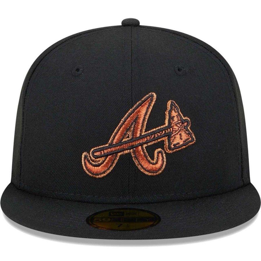 Team * | Men'S Atlanta Braves New Era Black Metallic Pop 59Fifty Fitted Hat