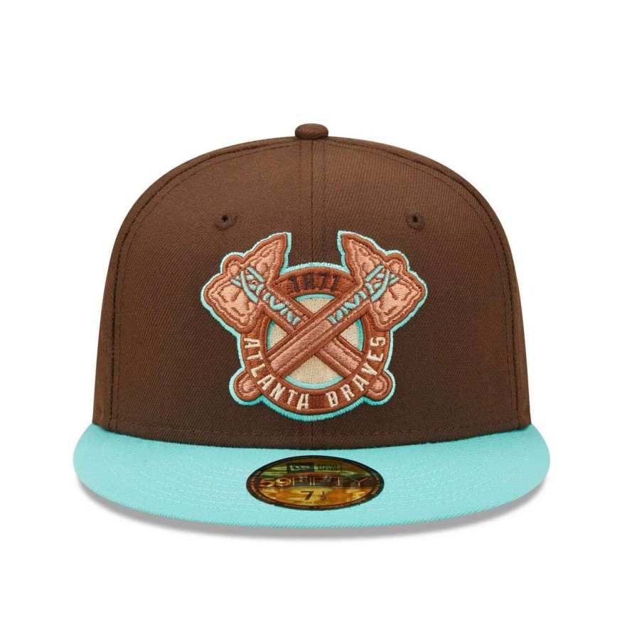 Team * | Men'S Atlanta Braves New Era Brown/Mint 150Th Anniversary Walnut Mint 59Fifty Fitted Hat