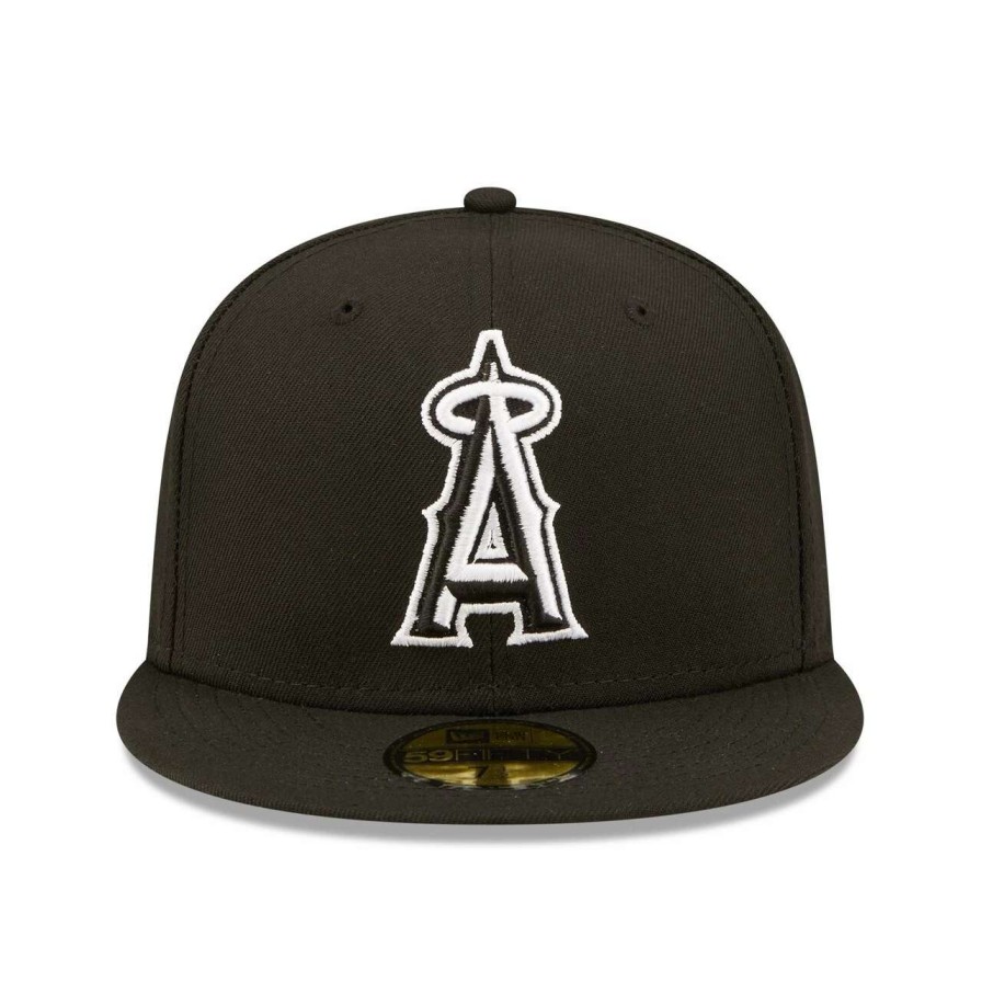 Team * | Men'S Los Angeles Angels New Era Black Team Logo 59Fifty Fitted Hat