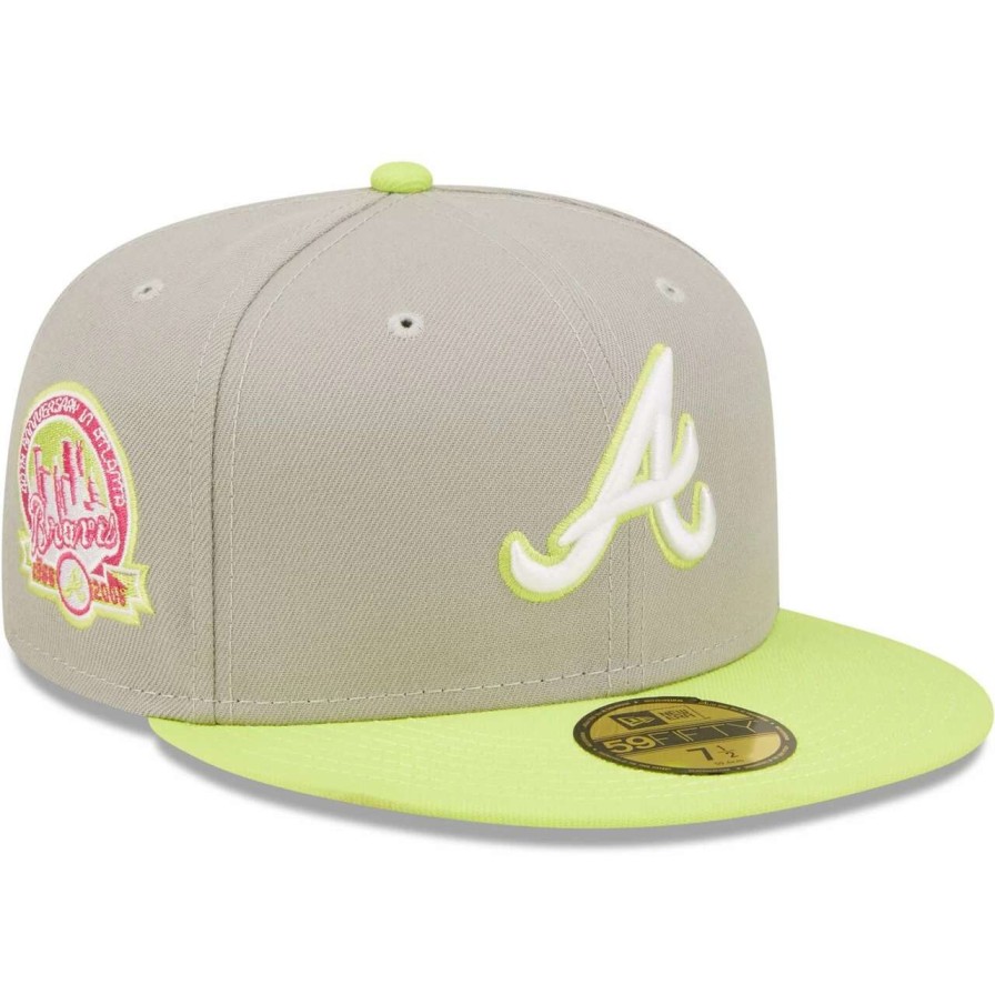 Team * | Men'S Atlanta Braves New Era Gray/Green 40Th Anniversary Cyber 59Fifty Fitted Hat