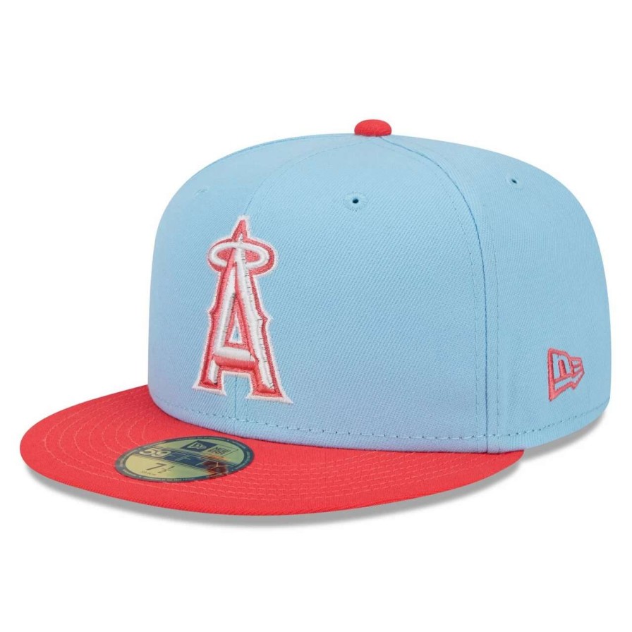 Team * | Men'S Los Angeles Angels New Era Light Blue/Red Spring Color Two-Tone 59Fifty Fitted Hat