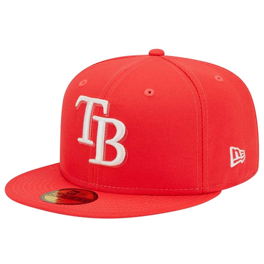 Team * | Men'S Tampa Bay Rays New Era Red Lava Highlighter Logo 59Fifty Fitted Hat