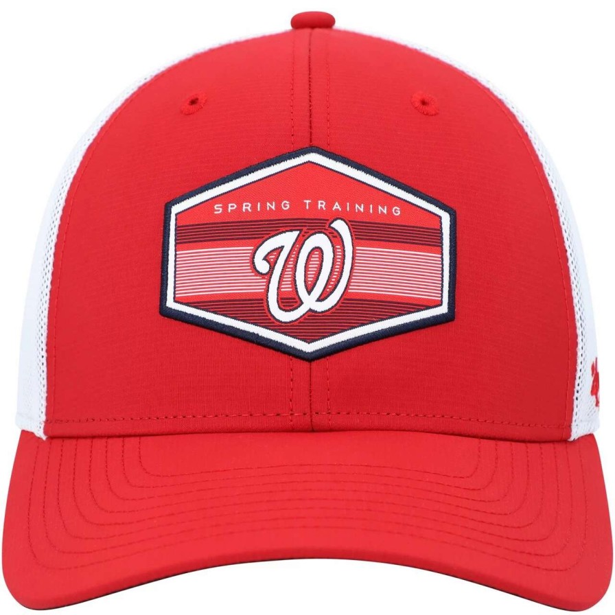 Team * | Men'S Washington Nationals '47 Red/White Spring Training Burgess Trucker Snapback Hat