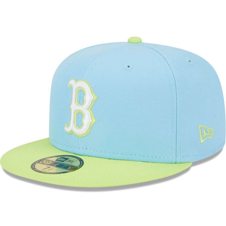 Team * | Men'S Boston Red Sox New Era Light Blue/Neon Green Spring Color Two-Tone 59Fifty Fitted Hat