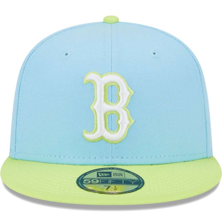 Team * | Men'S Boston Red Sox New Era Light Blue/Neon Green Spring Color Two-Tone 59Fifty Fitted Hat