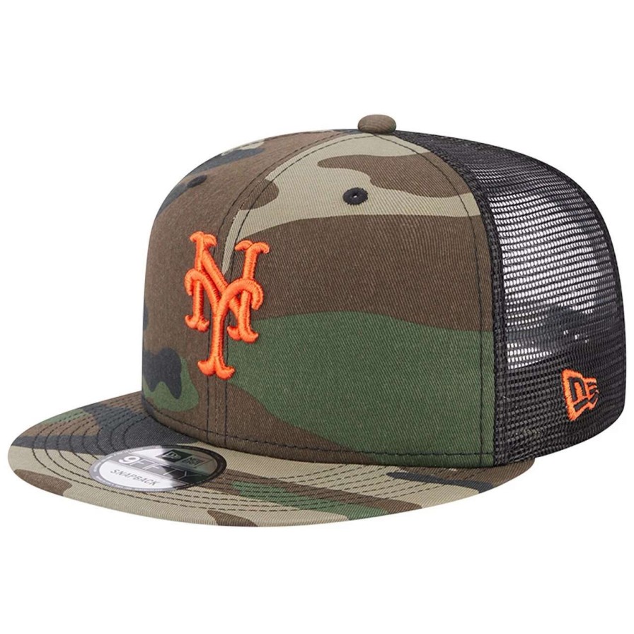 Team * | Men'S New York Mets New Era Camo Trucker 9Fifty Snapback Hat