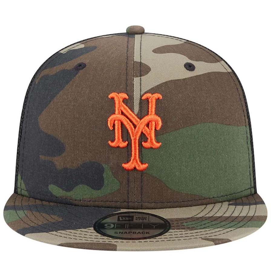 Team * | Men'S New York Mets New Era Camo Trucker 9Fifty Snapback Hat