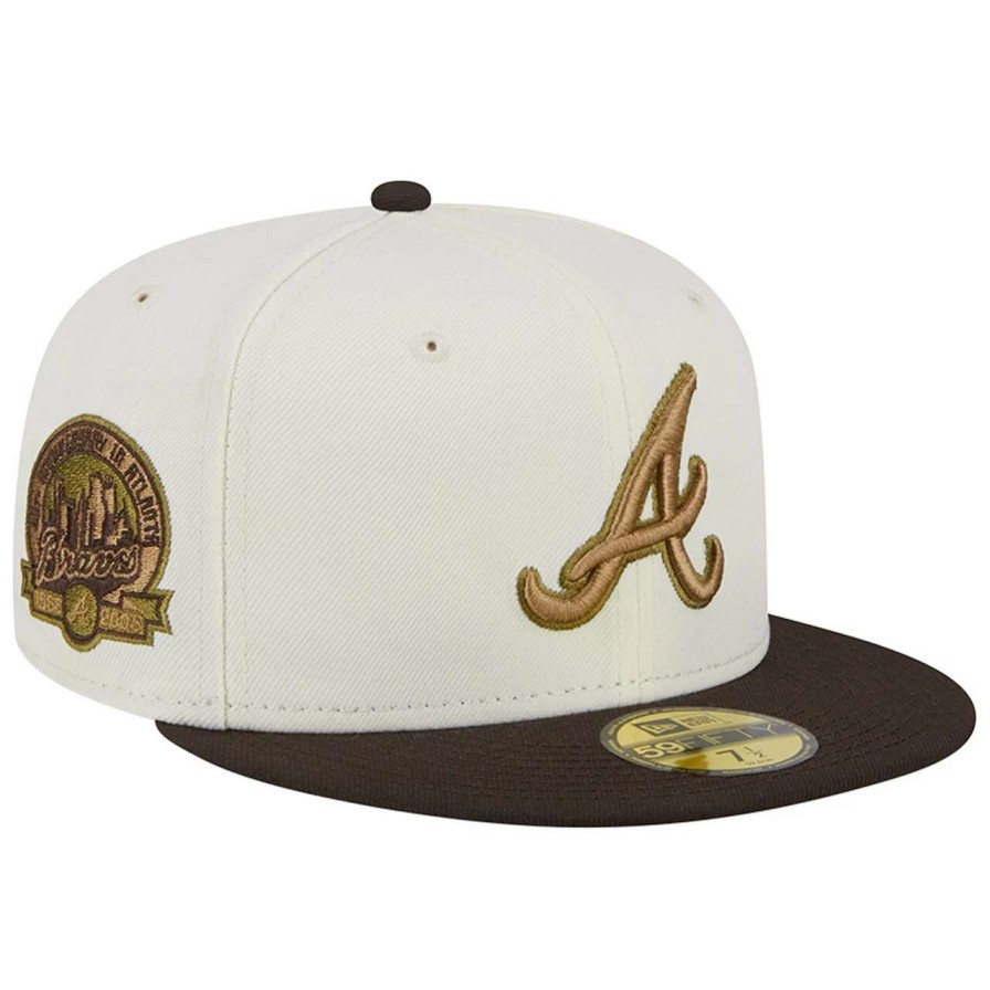 Team * | Men'S Atlanta Braves New Era White/Brown 40Th Anniversary In Atlanta 59Fifty Fitted Hat