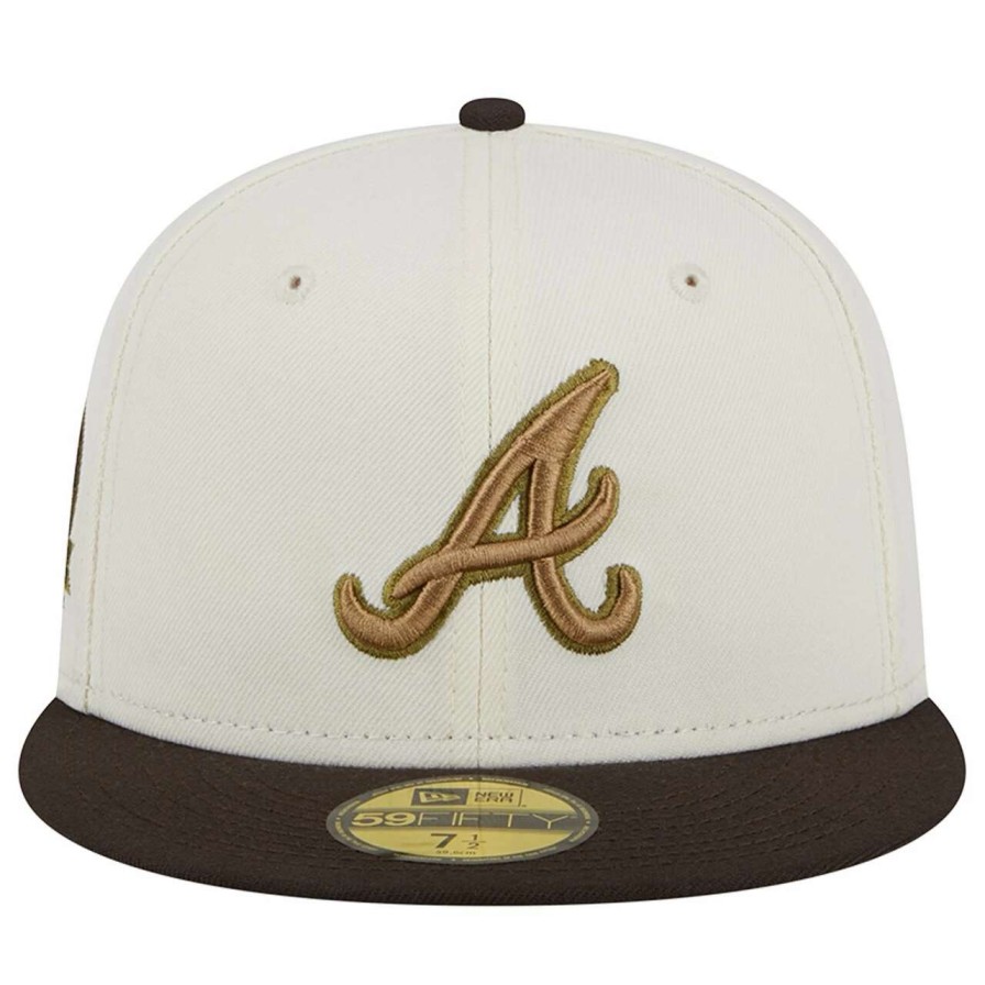 Team * | Men'S Atlanta Braves New Era White/Brown 40Th Anniversary In Atlanta 59Fifty Fitted Hat