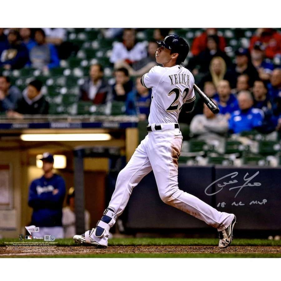 Collectibles & Memorabilia * | Autographed Milwaukee Brewers Christian Yelich Fanatics Authentic 16 X 20 Horizontal Swinging Photograph With "18 Nl Mvp" Inscription