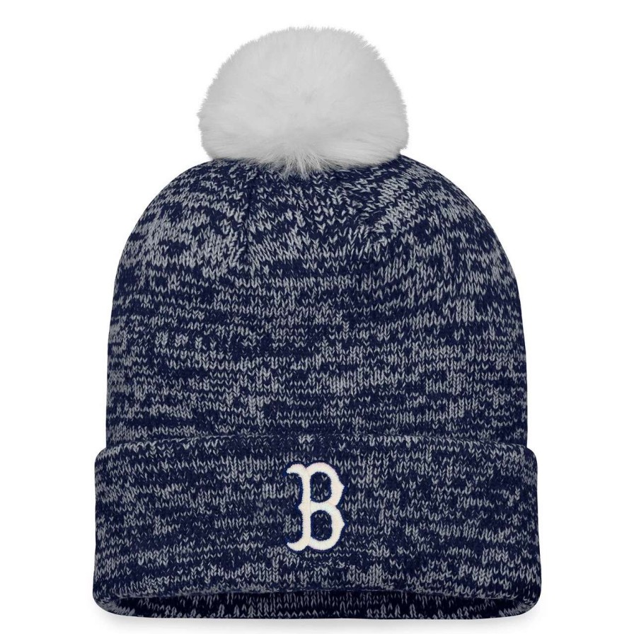 Team * | Women'S Boston Red Sox Fanatics Branded Navy/White Iconic Cuffed Knit Hat With Pom