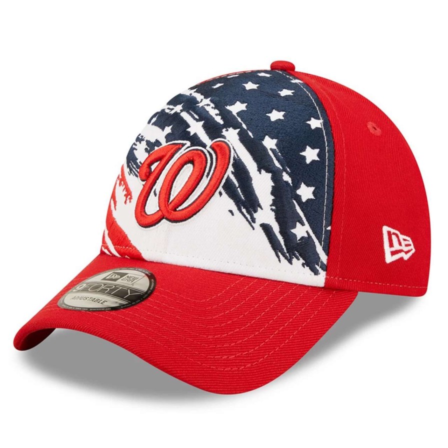 Team * | Men'S Washington Nationals New Era Red 2022 4Th Of July 9Forty Snapback Adjustable Hat