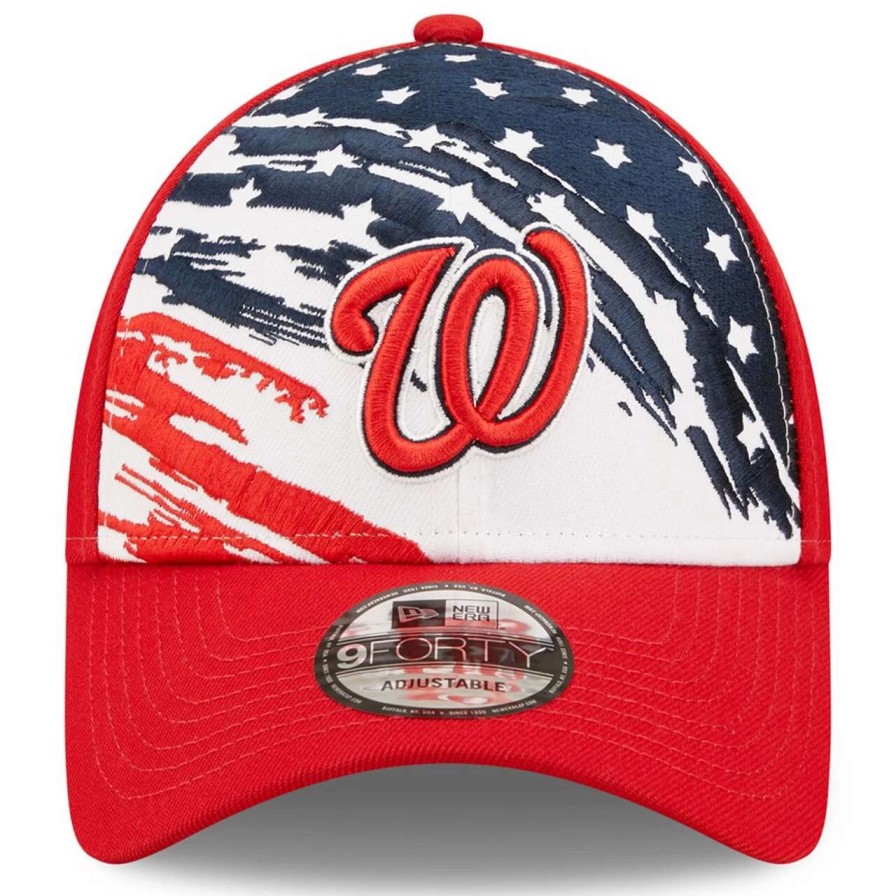 Team * | Men'S Washington Nationals New Era Red 2022 4Th Of July 9Forty Snapback Adjustable Hat