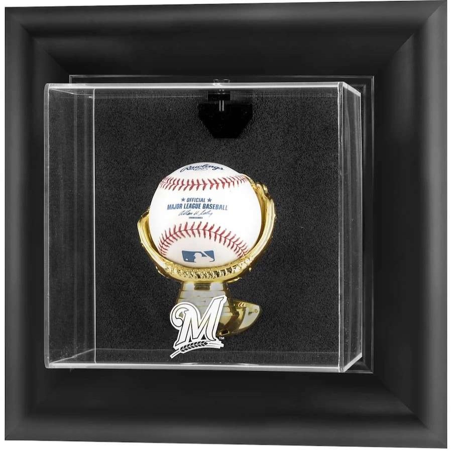 Collectibles & Memorabilia * | Milwaukee Brewers Fanatics Authentic Black Framed Wall-Mounted Logo Baseball Display Case