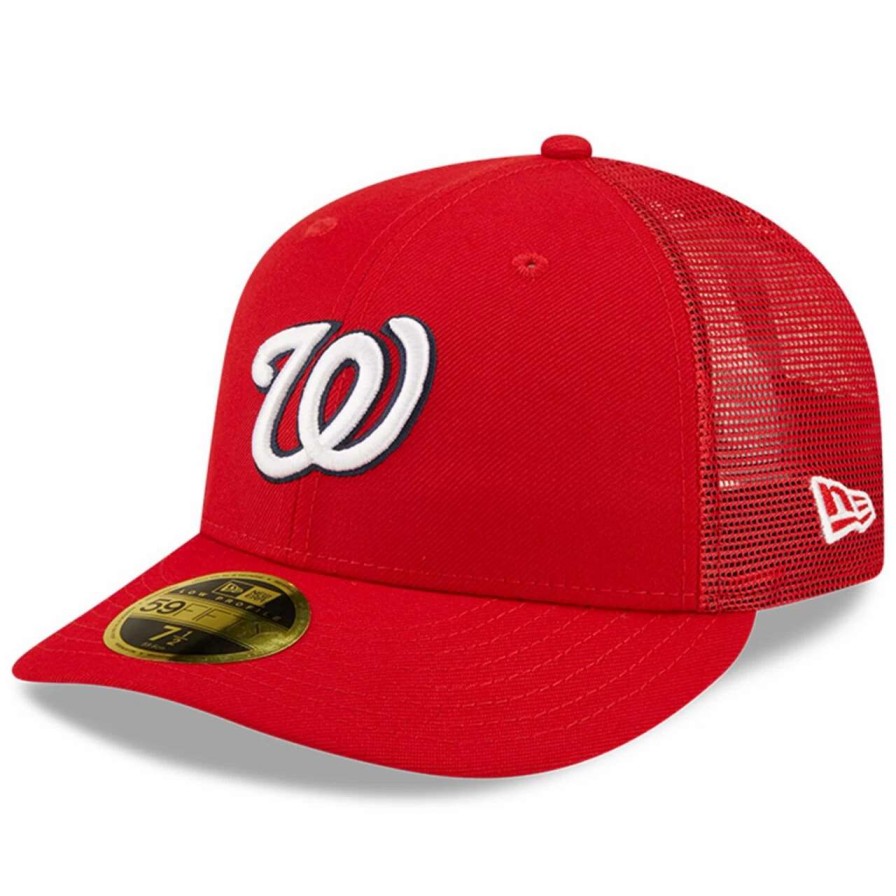 Team * | Men'S Washington Nationals New Era Red Authentic Collection Mesh Back Low Profile 59Fifty Fitted Hat