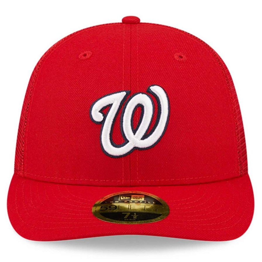 Team * | Men'S Washington Nationals New Era Red Authentic Collection Mesh Back Low Profile 59Fifty Fitted Hat