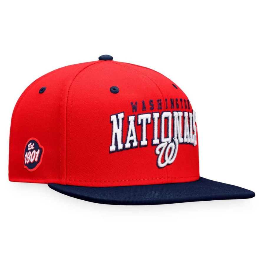 Team * | Men'S Washington Nationals Fanatics Branded Red/Navy Iconic Lock Up Snapback Hat