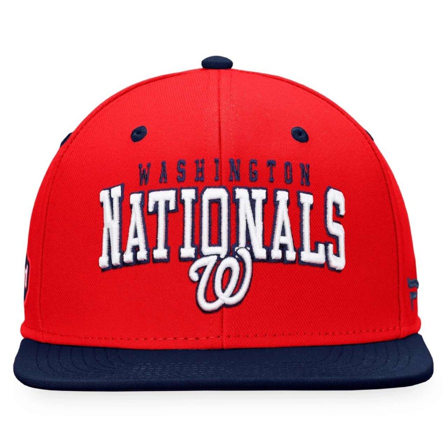 Team * | Men'S Washington Nationals Fanatics Branded Red/Navy Iconic Lock Up Snapback Hat