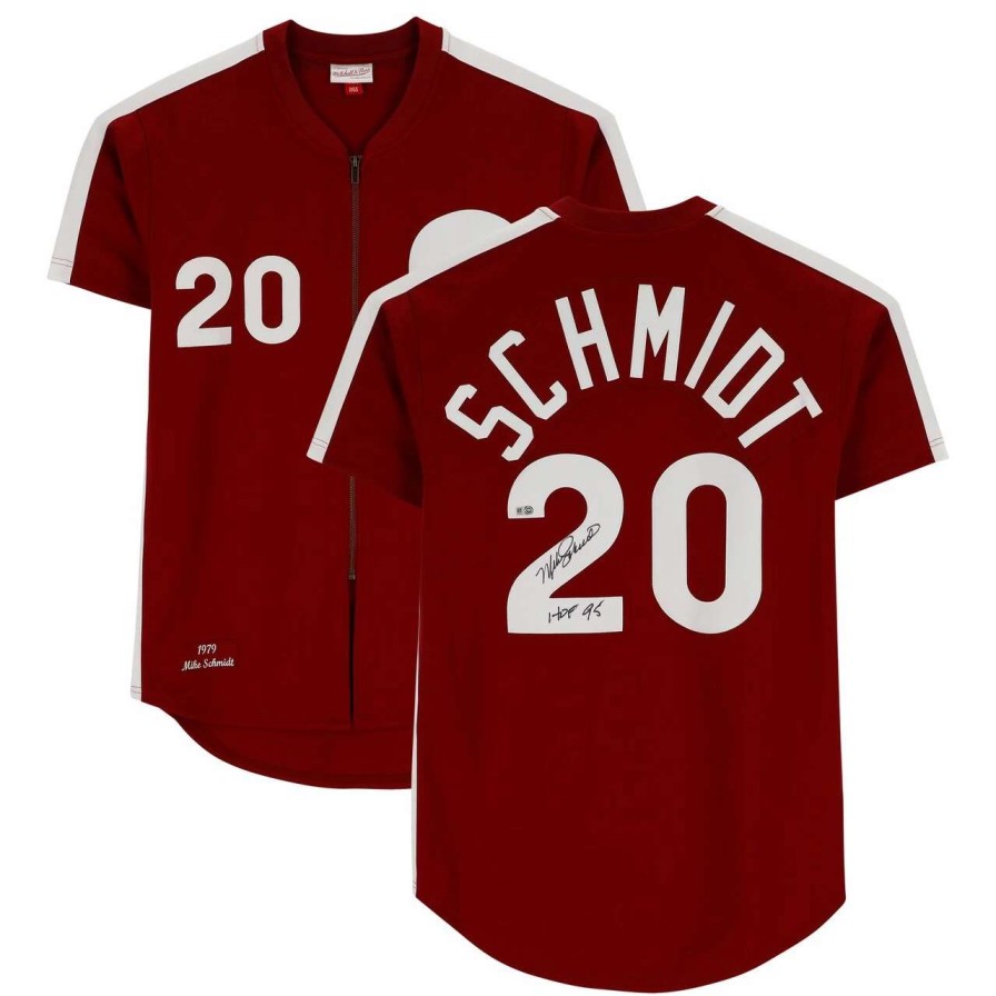 Collectibles & Memorabilia * | Autographed Philadelphia Phillies Mike Schmidt Fanatics Authentic Mitchell & Ness Authentic Maroon 1979 Jersey With "Hof 95" Inscription