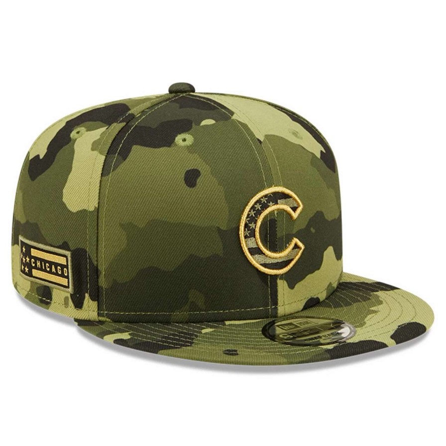 Team * | Men'S Chicago Cubs New Era Camo 2022 Armed Forces Day 9Fifty Snapback Adjustable Hat