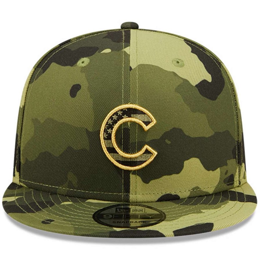 Team * | Men'S Chicago Cubs New Era Camo 2022 Armed Forces Day 9Fifty Snapback Adjustable Hat