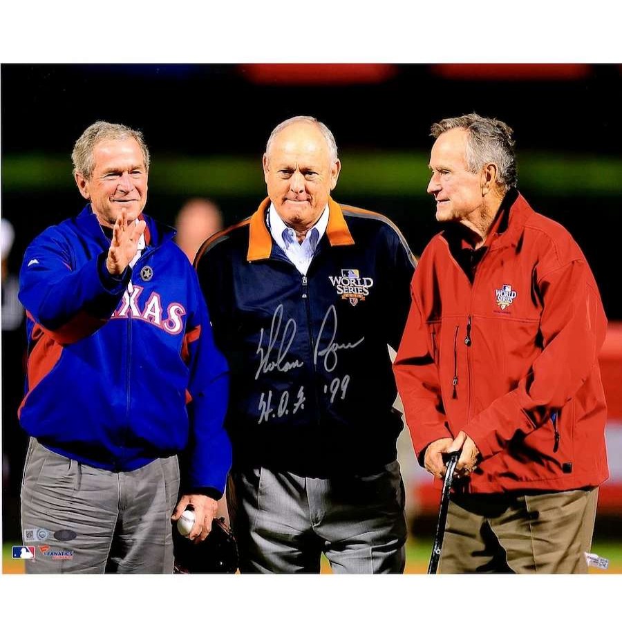 Collectibles & Memorabilia * | Autographed Texas Rangers Nolan Ryan Fanatics Authentic 16 X 20 With Presidents Photograph With "Hof 99" Inscription