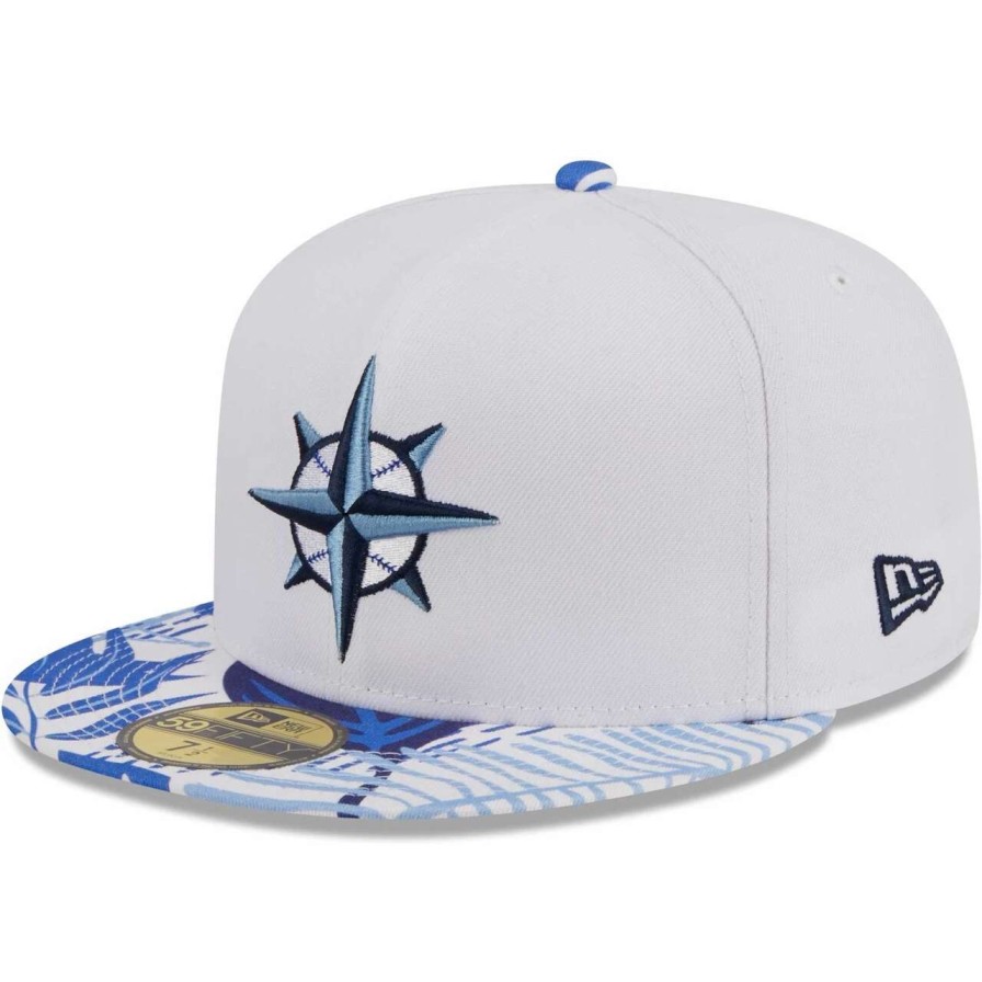 Team * | Men'S Seattle Mariners New Era White/Blue Flamingo 59Fifty Fitted Hat