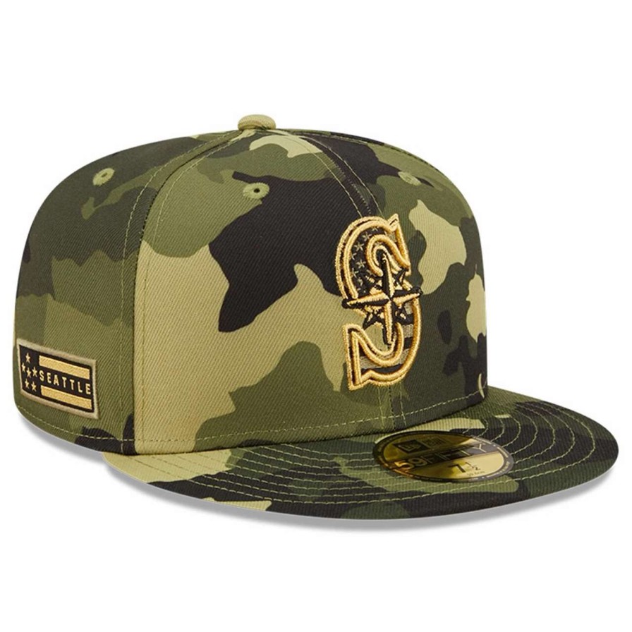 Team * | Men'S Seattle Mariners New Era Camo 2022 Armed Forces Day On-Field 59Fifty Fitted Hat