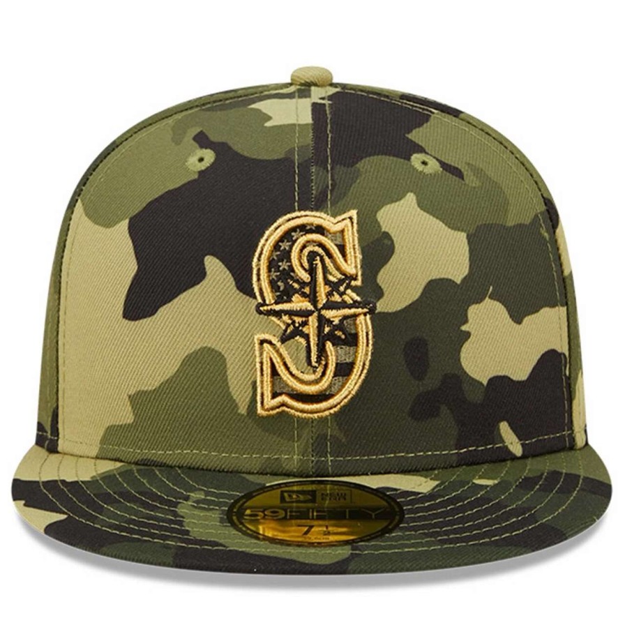 Team * | Men'S Seattle Mariners New Era Camo 2022 Armed Forces Day On-Field 59Fifty Fitted Hat