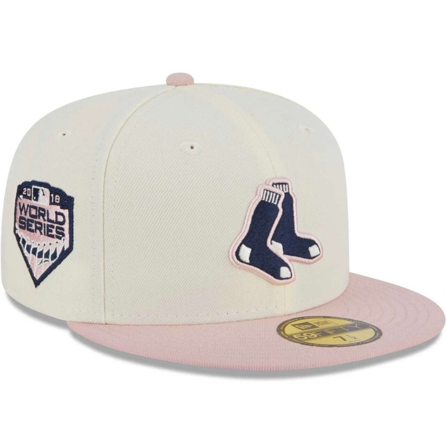 Team * | Men'S Boston Red Sox New Era Cream/Pink Chrome Rogue 59Fifty Fitted Hat