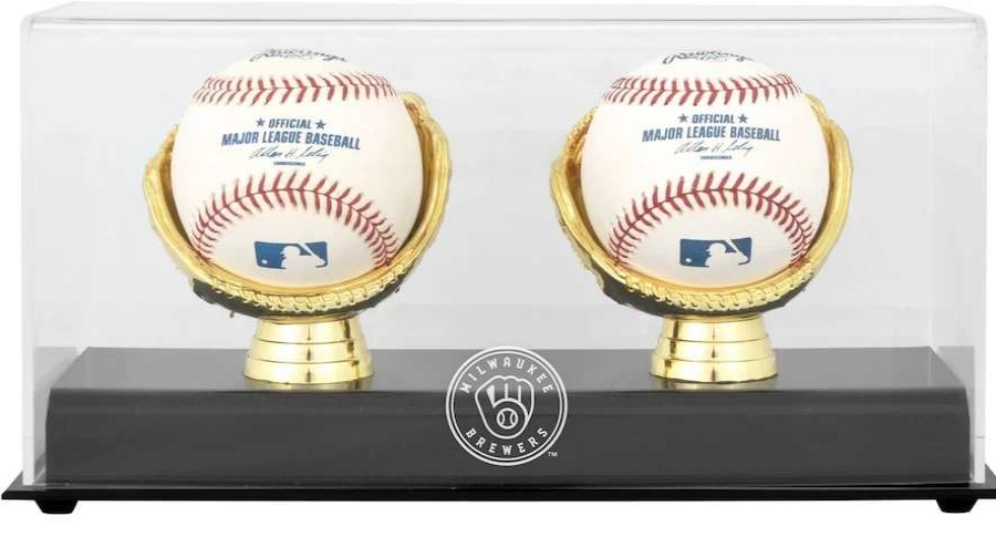 Collectibles & Memorabilia * | Milwaukee Brewers Fanatics Authentic Gold Glove Double Baseball 2020-Present Logo Display Case