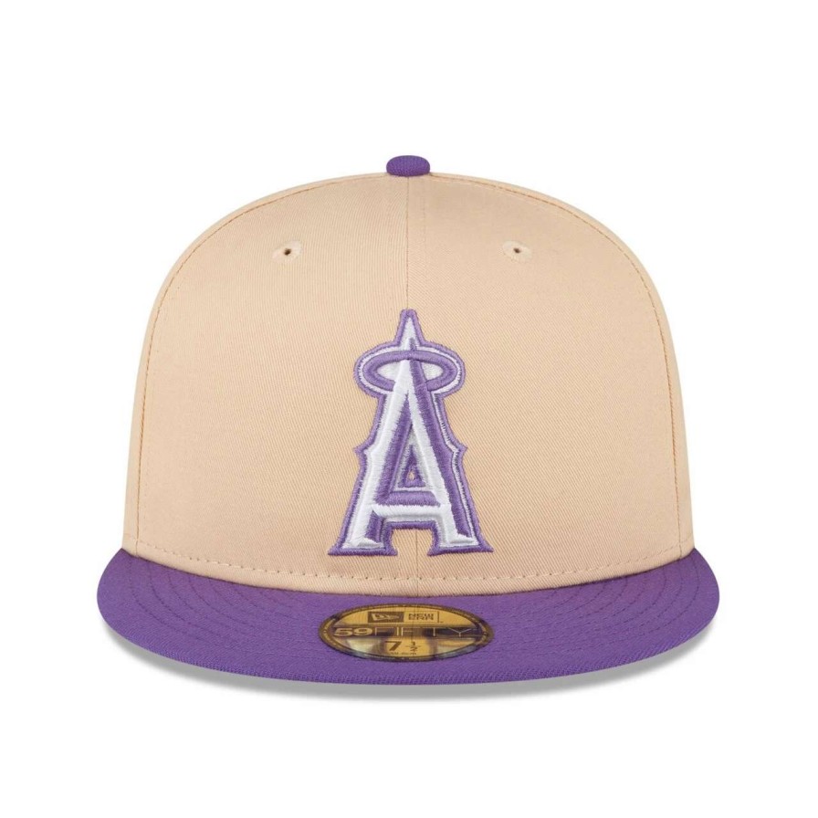 Team * | Men'S Los Angeles Angels New Era Peach/Purple 2002 World Series Side Patch 59Fifty Fitted Hat