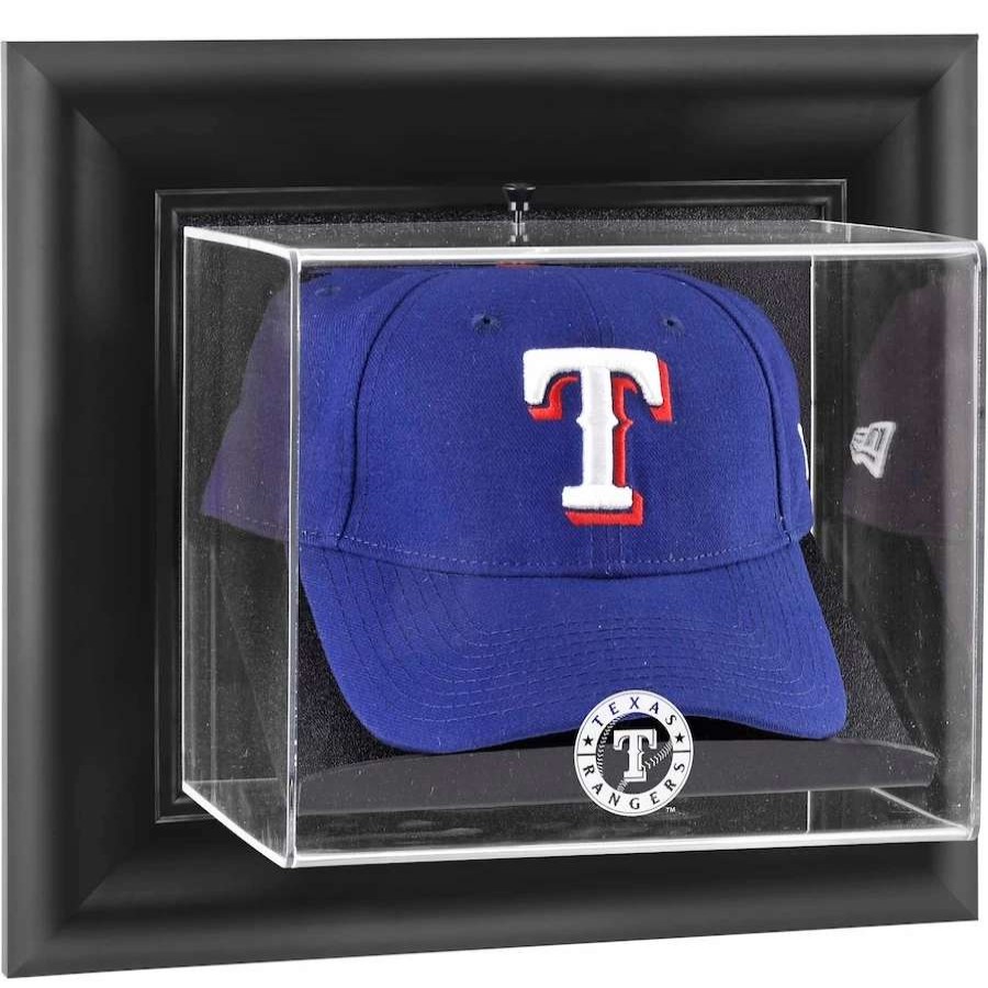 Collectibles & Memorabilia * | Texas Rangers Fanatics Authentic Black Framed Wall-Mounted Logo Cap Display Case