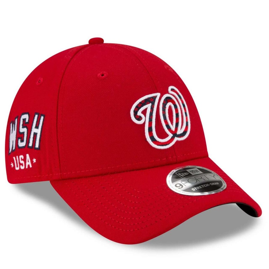 Team * | Men'S Washington Nationals New Era Red 4Th Of July 9Forty Snapback Adjustable Hat