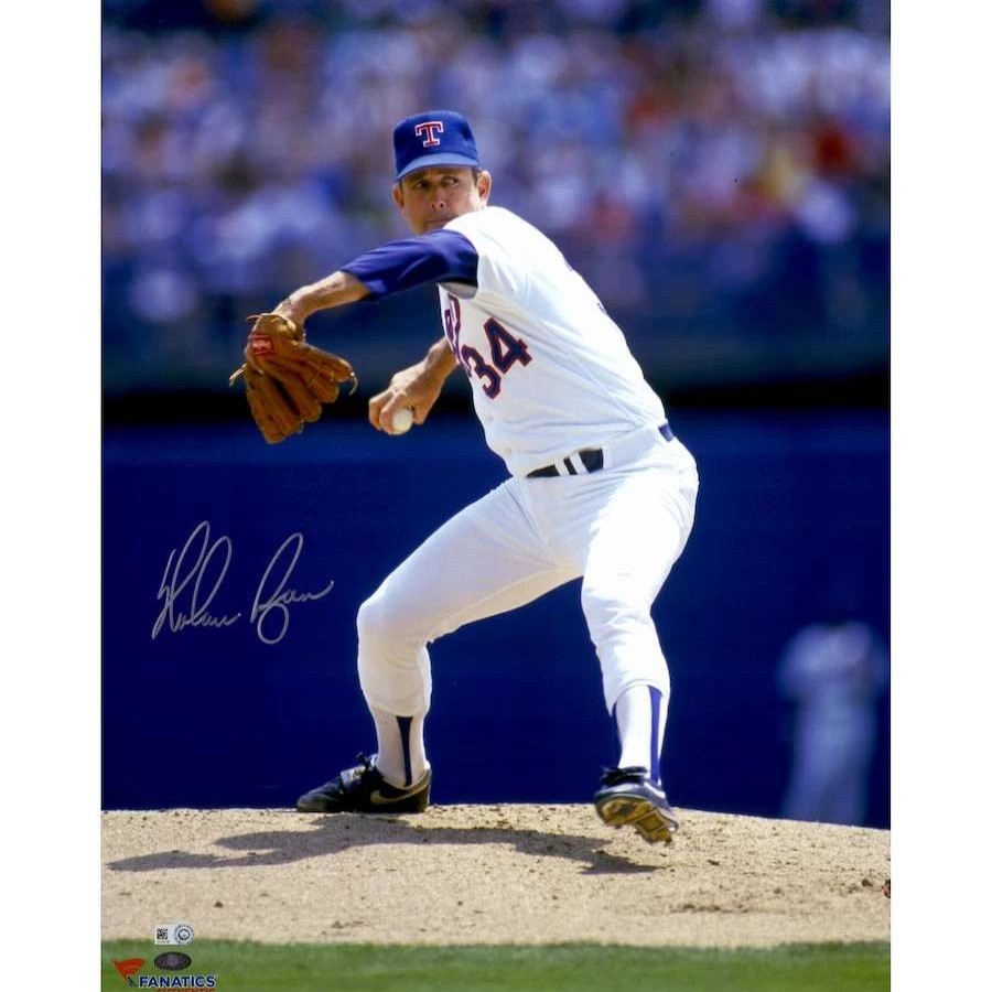 Collectibles & Memorabilia * | Autographed Texas Rangers Nolan Ryan Fanatics Authentic 16 X 20 White Pitching With Ball In Hand Photograph