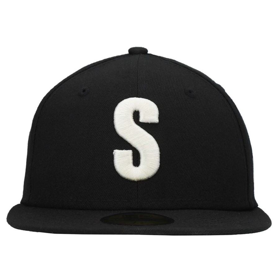 Team * | Men'S Seattle Mariners New Era Black Cooperstown Collection Turn Back The Clock Steelheads 59Fifty Fitted Hat