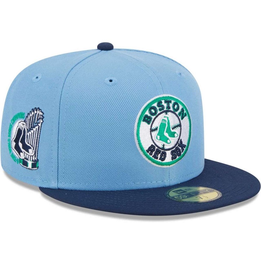 Team * | Men'S Boston Red Sox New Era Light Blue/Navy Green Undervisor 59Fifty Fitted Hat