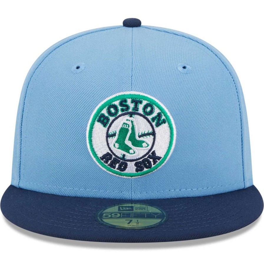 Team * | Men'S Boston Red Sox New Era Light Blue/Navy Green Undervisor 59Fifty Fitted Hat