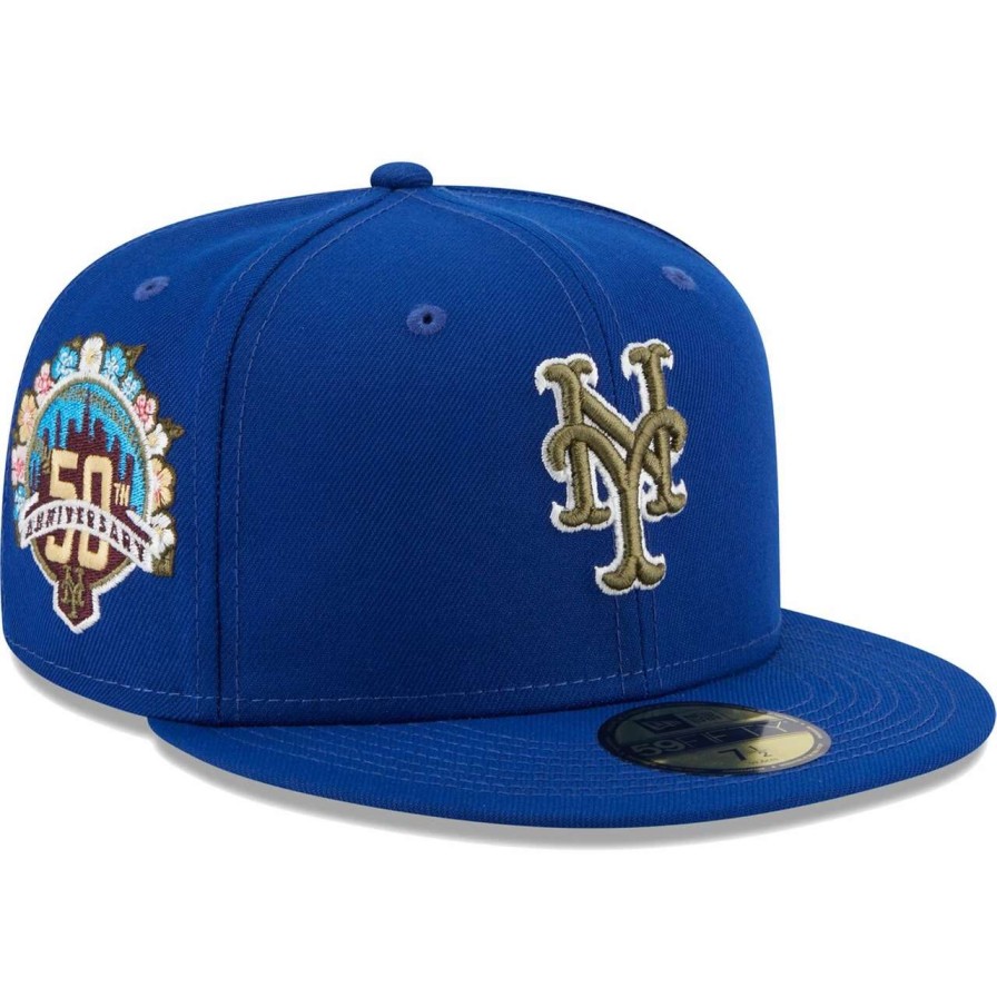 Team * | Men'S New York Mets New Era Royal 50Th Anniversary Spring Training Botanical 59Fifty Fitted Hat