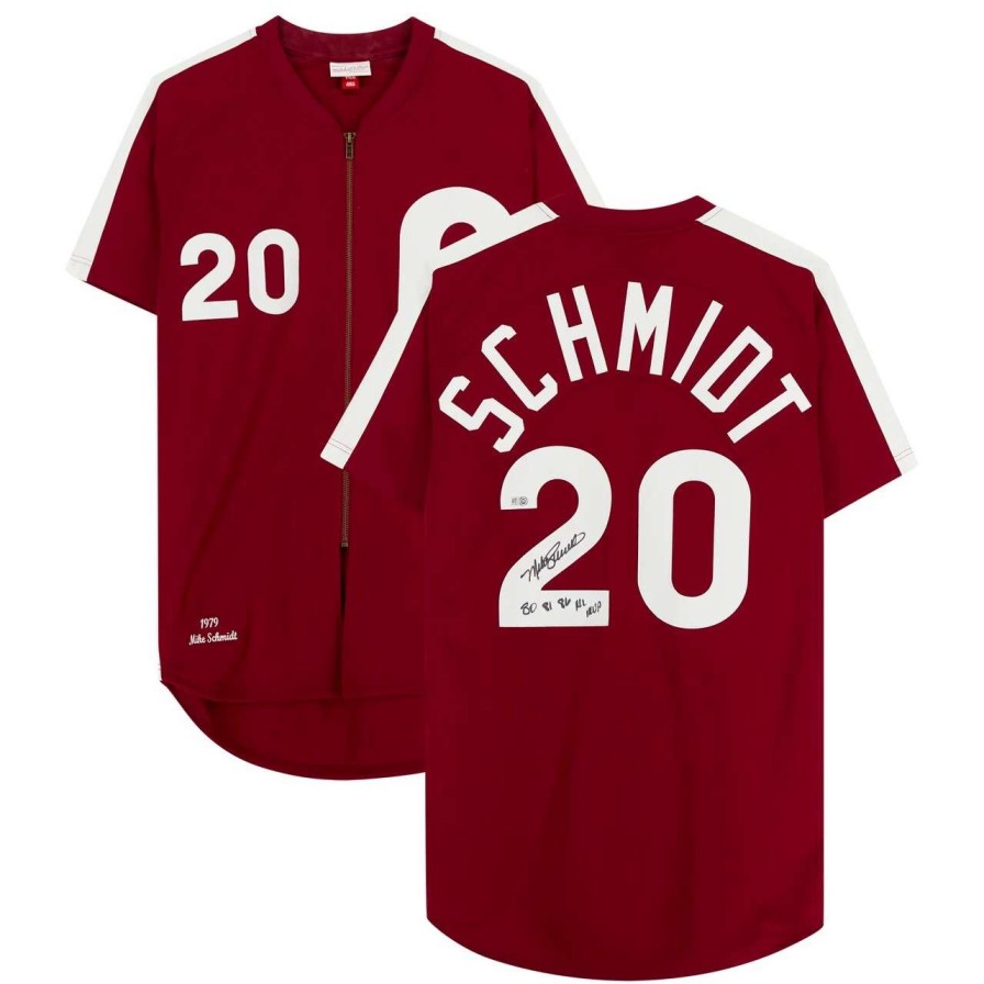 Collectibles & Memorabilia * | Autographed Philadelphia Phillies Mike Schmidt Fanatics Authentic Burgundy Mitchell & Ness Authentic Jersey With "80, 81, 86 Nl Mvp" Inscription