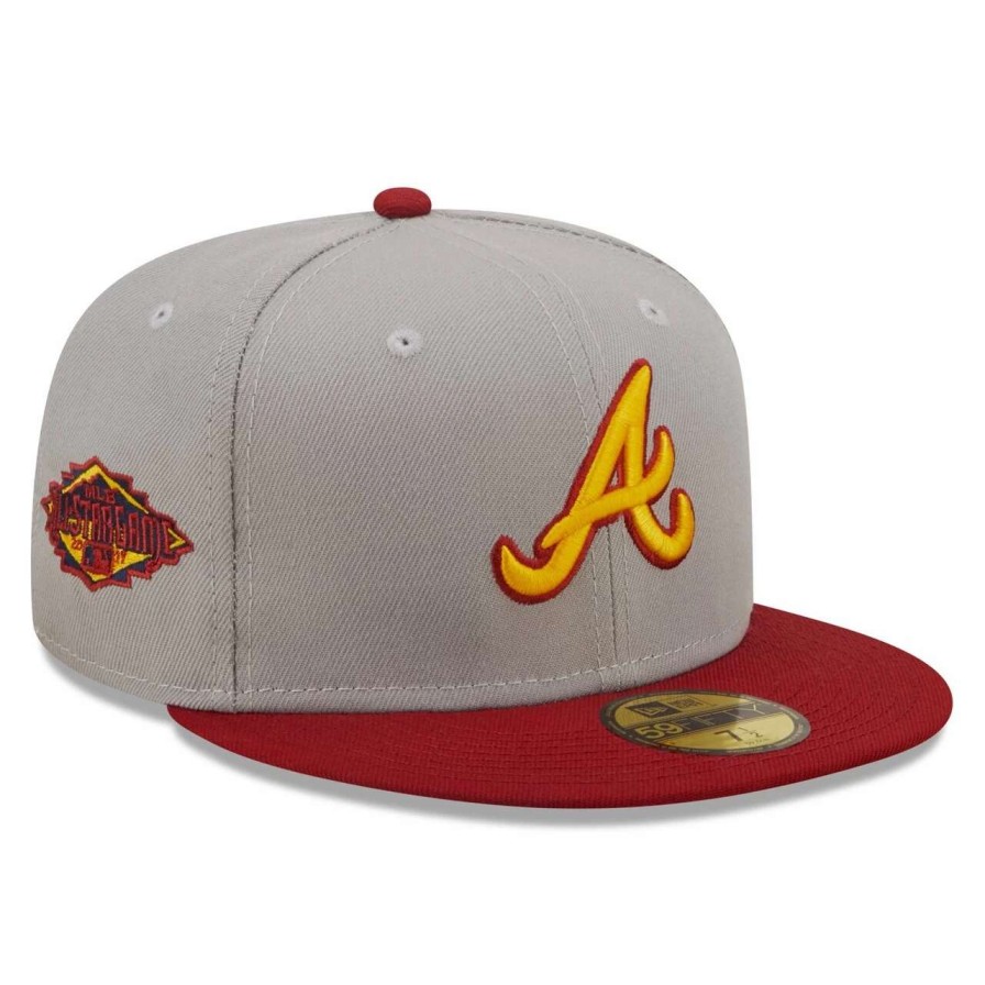 Team * | Men'S Atlanta Braves New Era Gray/Red 2011 Mlb All-Star Game Navy Undervisor 59Fifty Fitted Hat