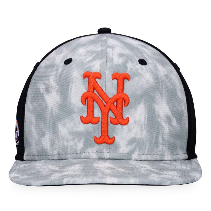 Team * | Men'S New York Mets Majestic Gray Smoke Dye Snapback Hat