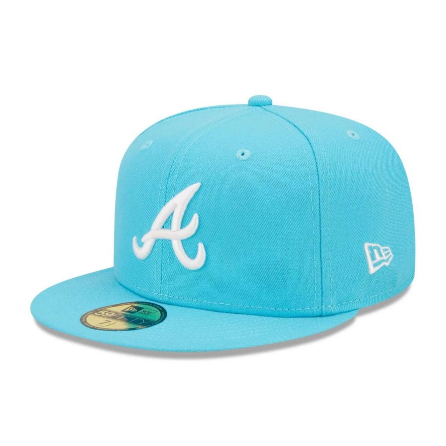 Team * | Men'S Atlanta Braves New Era Blue Vice Highlighter Logo 59Fifty Fitted Hat