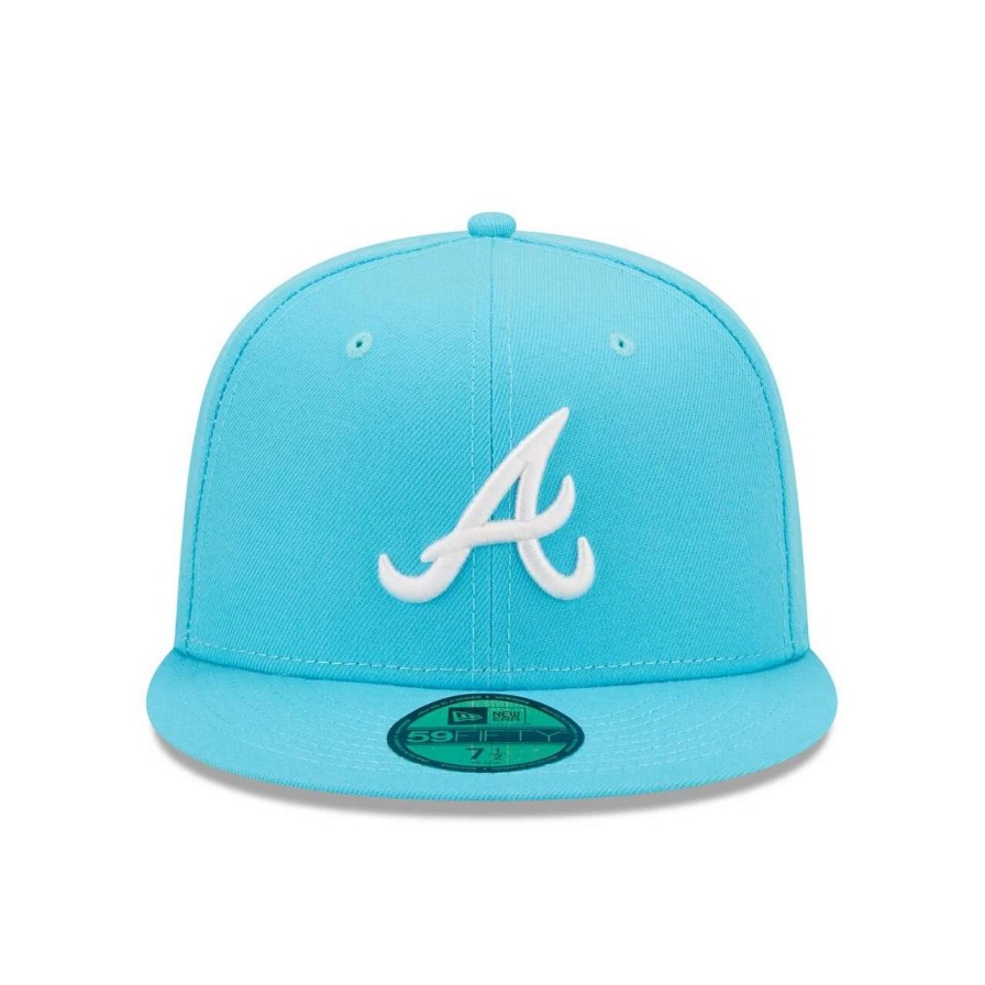 Team * | Men'S Atlanta Braves New Era Blue Vice Highlighter Logo 59Fifty Fitted Hat